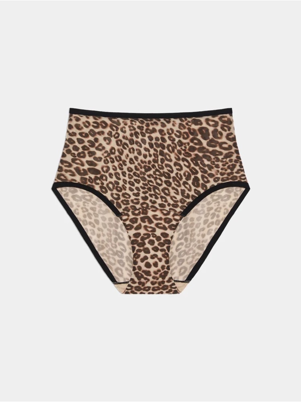 knix Leopard Print High-Rise Mesh Underwear - Beige & Black